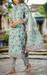 Sea Green Floral Jaipur Cotton Kurti With Pant And Dupatta Set. Pure Versatile Cotton. | Laces and Frills