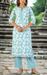 Sky Blue Flora Jaipur Cotton Kurti With Pant And Dupatta Set. Pure Versatile Cotton. | Laces and Frills