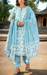 Sky Blue Flora Jaipur Cotton Kurti With Pant And Dupatta Set. Pure Versatile Cotton. | Laces and Frills