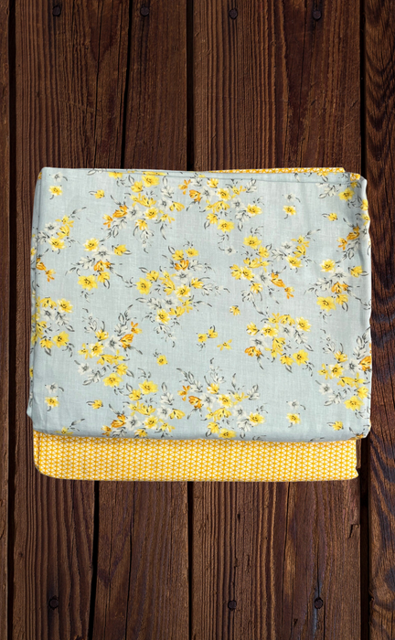 Blanket | Dohar. Grey/Yellow Floral soft & Cozy. Two Pc Single bed | Laces and Frills