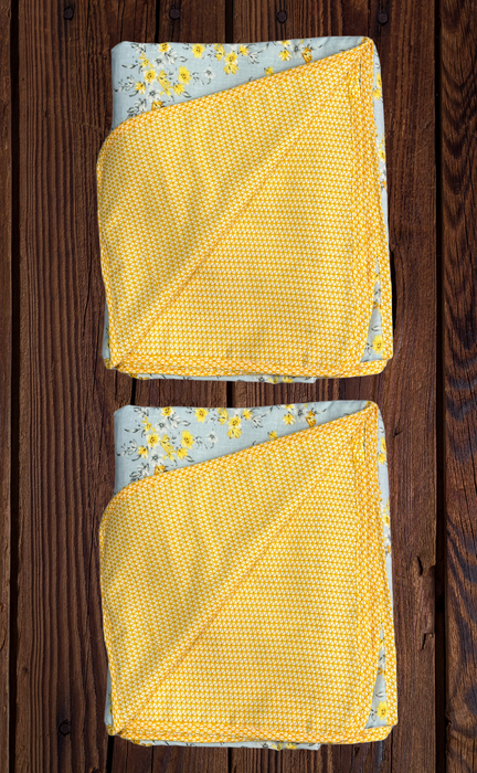 Blanket | Dohar. Grey/Yellow Floral soft & Cozy. Two Pc Single bed | Laces and Frills