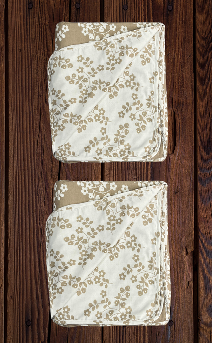 Blanket | Dohar. Beige/White Floral, soft & Cozy. Two Pc Single bed | Laces and Frills