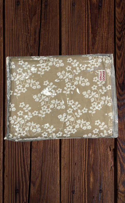 Blanket | Dohar. Beige/White Floral, soft & Cozy. Two Pc Single bed | Laces and Frills