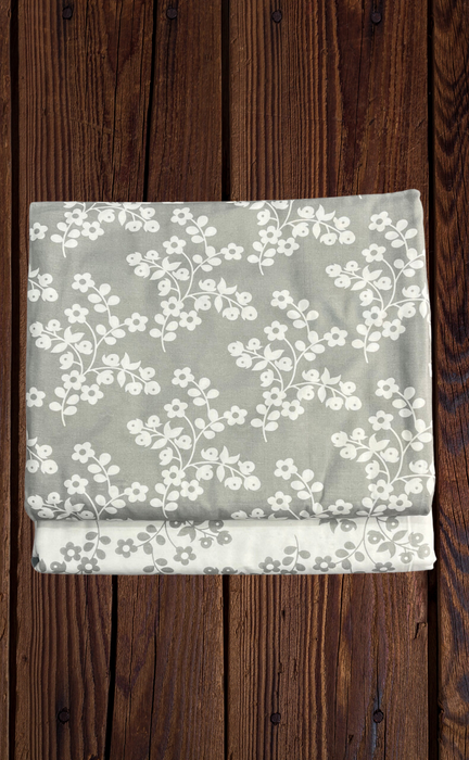 Blanket | Dohar. Grey/White Floral, soft & Cozy. Two Pc Single bed | Laces and Frills