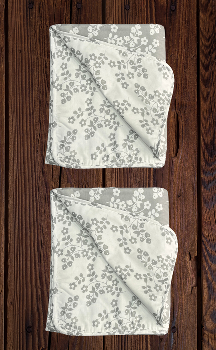 Blanket | Dohar. Grey/White Floral, soft & Cozy. Two Pc Single bed | Laces and Frills