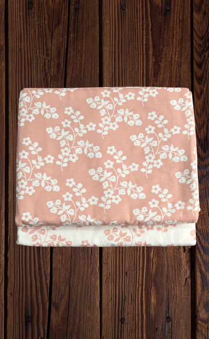 Blanket | Dohar. Peach/White Floral, soft & Cozy. Two Pc Single bed | Laces and Frills