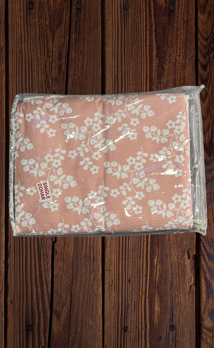 Blanket | Dohar. Peach/White Floral, soft & Cozy. Two Pc Single bed | Laces and Frills