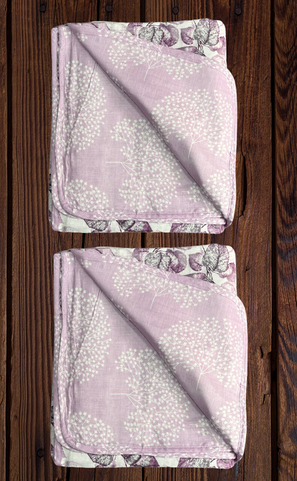 Blanket | Dohar. Lavender/Grey Garden, soft & Cozy. Two Pc Single bed | Laces and Frills