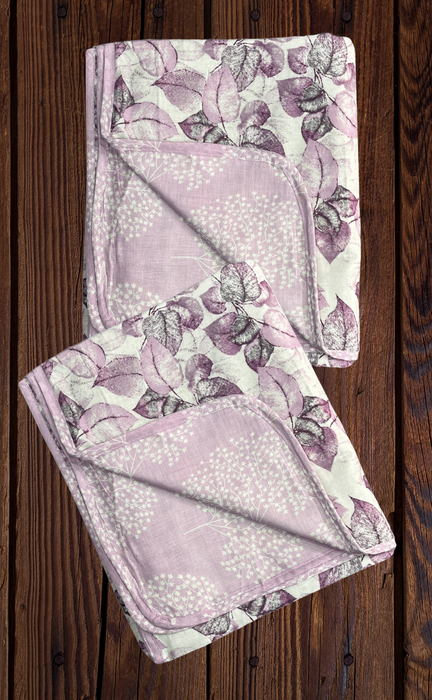 Blanket | Dohar. Lavender/Grey Garden, soft & Cozy. Two Pc Single bed | Laces and Frills