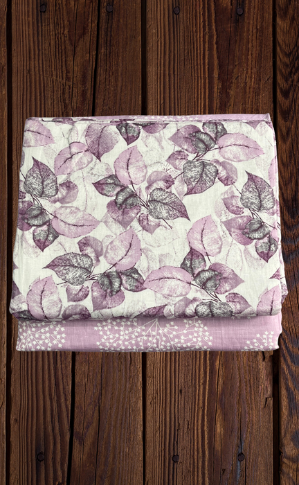 Blanket | Dohar. Lavender/Grey Garden, soft & Cozy. Two Pc Single bed | Laces and Frills