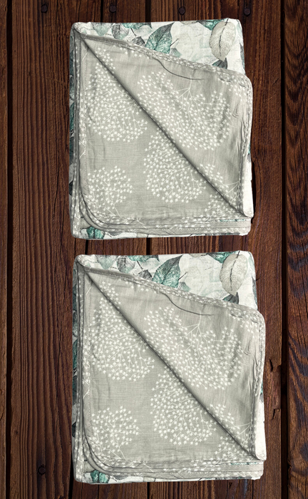 Blanket | Dohar. Grey/Green Garden, soft & Cozy. Two Pc Single bed | Laces and Frills