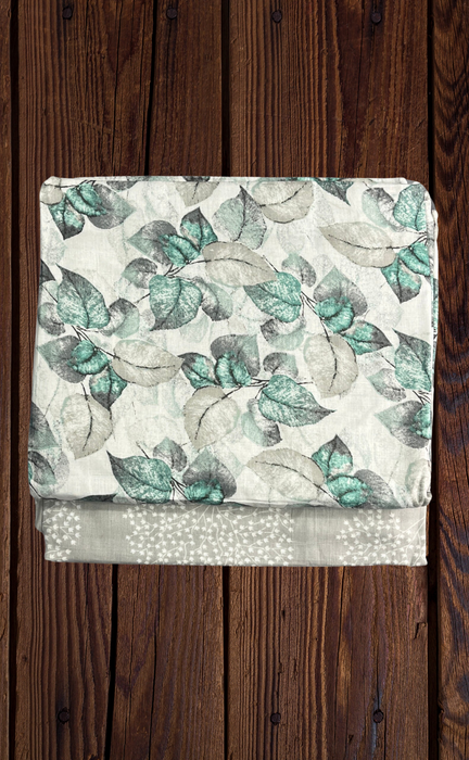 Blanket | Dohar. Grey/Green Garden, soft & Cozy. Two Pc Single bed | Laces and Frills