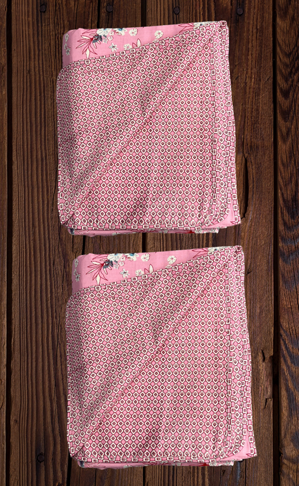 Blanket | Dohar. Pink Flora, soft & Cozy. Two Pc Single bed | Laces and Frills