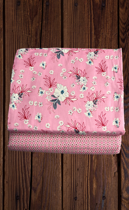 Blanket | Dohar. Pink Flora, soft & Cozy. Two Pc Single bed | Laces and Frills