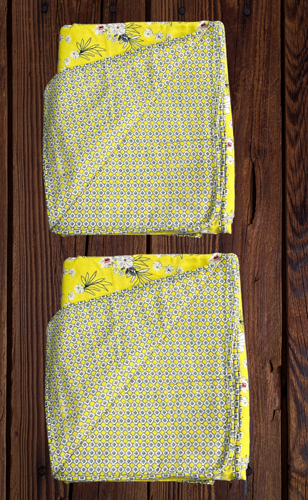 Blanket | Dohar. Yellow Flora, soft & Cozy. Two Pc Single bed | Laces and Frills