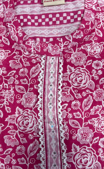 Pink Garden Jaipuri Cotton Short Kurti. Pure Versatile Cotton. | Laces and Frills