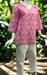 Pink Flora V Neck Cotton Short Kurti. Pure Versatile Cotton. | Laces and Frills