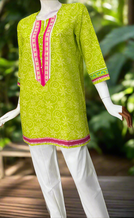 Green Bandini Jaipur Cotton Short Kurti. Pure Versatile Cotton. | Laces and Frills