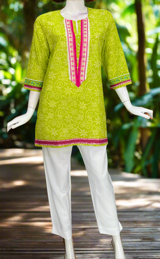 Green Bandini Jaipur Cotton Short Kurti. Pure Versatile Cotton. | Laces and Frills