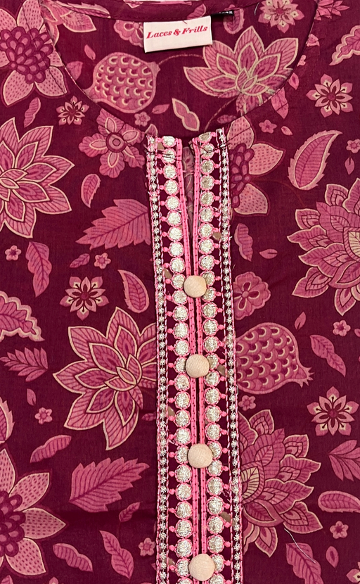 Maroon Garden Jaipur Cotton Short Kurti. Pure Versatile Cotton. | Laces and Frills