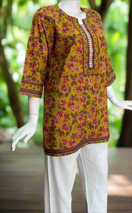 Mustard Garden Jaipur Cotton Short Kurti. Pure Versatile Cotton. | Laces and Frills