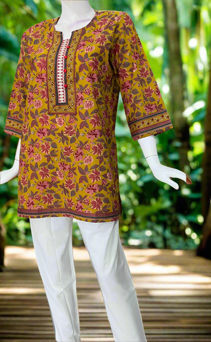 Mustard Garden Jaipur Cotton Short Kurti. Pure Versatile Cotton. | Laces and Frills