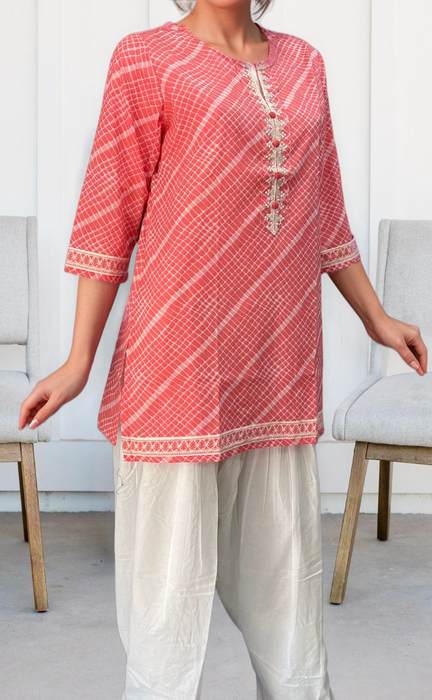 Pink Stripes Jaipuri Cotton Short Kurti. Pure Versatile Cotton. | Laces and Frills