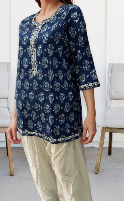 Blue Garden Jaipuri Cotton Short Kurti. Pure Versatile Cotton. | Laces and Frills