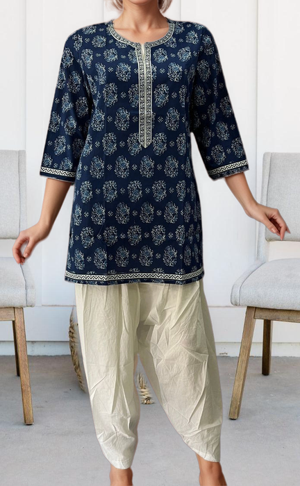 Blue Garden Jaipuri Cotton Short Kurti. Pure Versatile Cotton. | Laces and Frills