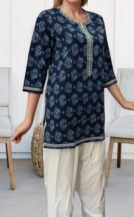 Blue Garden Jaipuri Cotton Short Kurti. Pure Versatile Cotton. | Laces and Frills