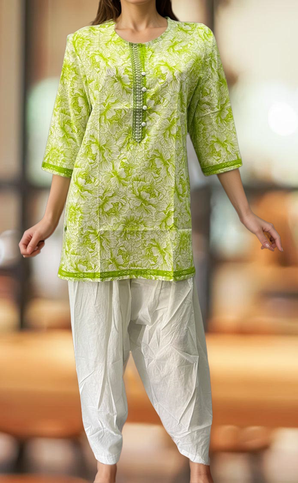 Green Garden Jaipuri Cotton Short Kurti. Pure Versatile Cotton. | Laces and Frills