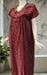 Maroon Leafy Soft Cotton Nighty. Soft Breathable Fabric | Laces and Frills