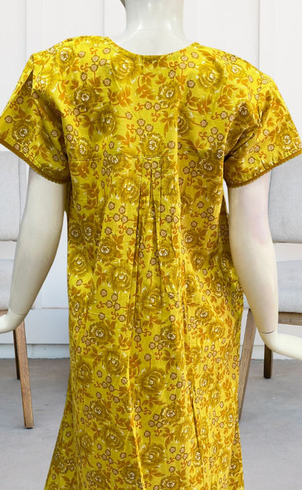 Yellow Garden Pure Cotton Feeding Nighty . Pure Durable Cotton | Laces and Frills - Laces and Frills