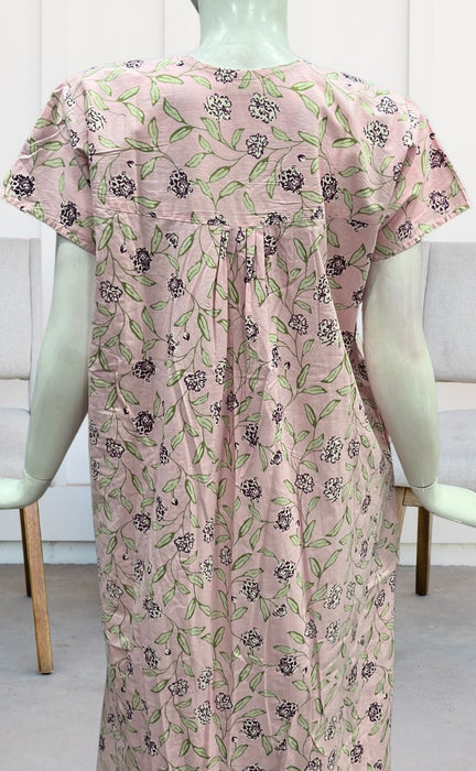 Baby Pink Garden Pure Cotton Nighty. Pure Durable Cotton | Laces and Frills - Laces and Frills