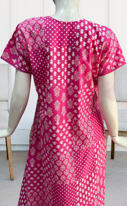 Pink Jaipura Pure Cotton Nighty. Pure Durable Cotton | Laces and Frills - Laces and Frills