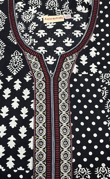 Black Jaipura Pure Cotton Nighty. Pure Durable Cotton | Laces and Frills - Laces and Frills