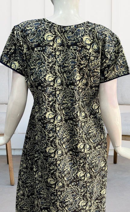 Black KalamKari Pure Cotton Nighty. Pure Durable Cotton | Laces and Frills - Laces and Frills