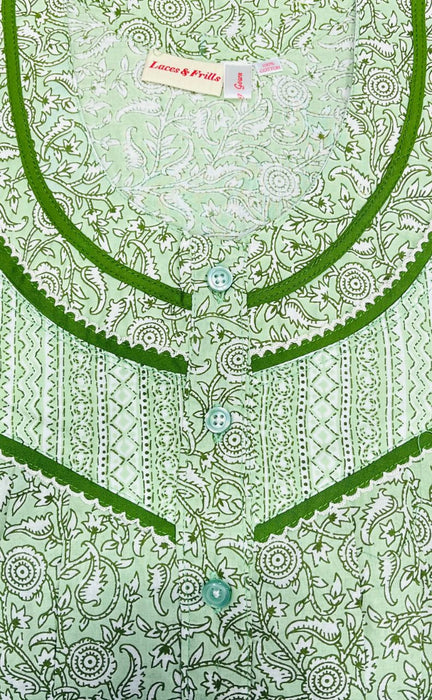 Green Garden Pure Cotton Feeding Nighty . Pure Durable Cotton | Laces and Frills - Laces and Frills