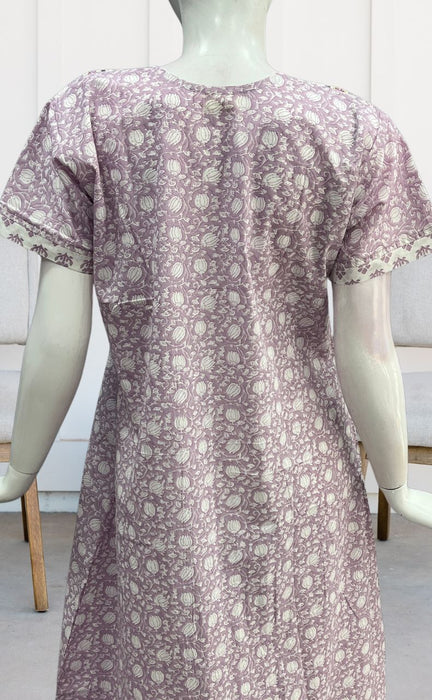 Lavender/White Garden Pure Cotton Nighty. Pure Durable Cotton | Laces and Frills