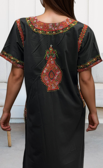 Black Embroidery Soft Cotton Nighty. Soft Breathable Fabric | Laces and Frills