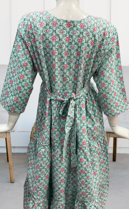 Sea Green Garden Pure Cotton Feeding Nursing Nighty . Pure Durable Cotton | Laces and Frills