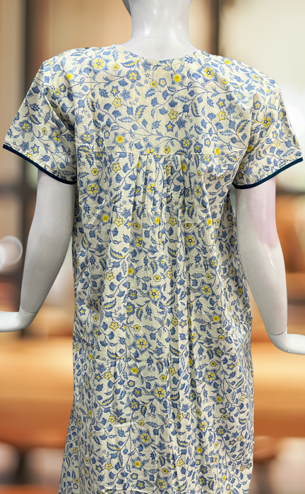 Blue Tiny Floral Pure Cotton Nighty. Pure Durable Cotton | Laces and Frills