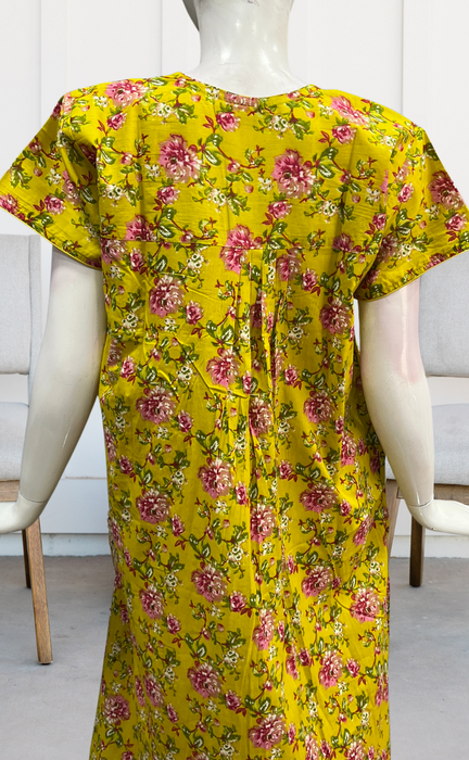 Yellow Garden Pure Cotton Nighty. Pure Durable Cotton | Laces and Frills