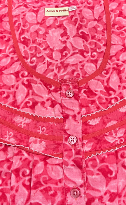 Candy Pink Garden Pure Cotton Nighty. Pure Durable Cotton | Laces and Frills