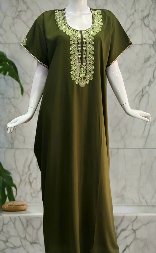 Green Embroidery Soft Cotton Nighty. Soft Breathable Fabric | Laces and Frills