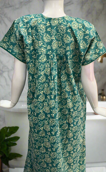 Sea Green Garden Pure Cotton Nighty. Pure Durable Cotton | Laces and Frills