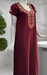 Maroon Embroidery Soft Cotton Nighty. Soft Breathable Fabric | Laces and Frills