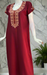 Maroon Embroidery Soft Cotton Nighty. Soft Breathable Fabric | Laces and Frills