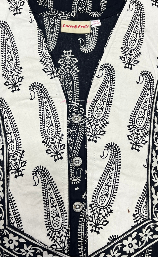 Black/White Paisley Print Pure Cotton Nighty. Pure Durable Cotton | Laces and Frills