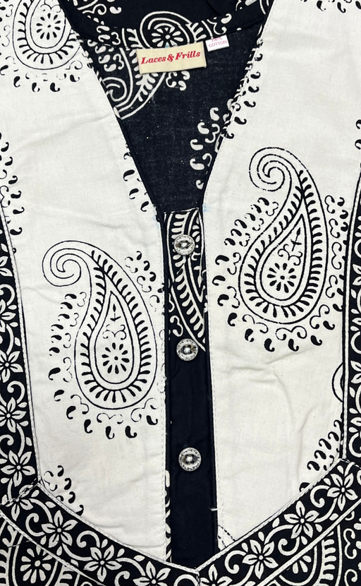 Black/White Paisley Print Pure Cotton Nighty. Pure Durable Cotton | Laces and Frills